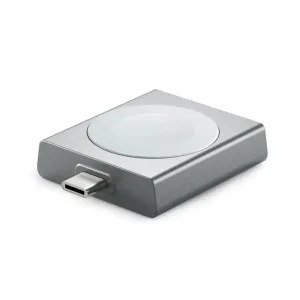 ALOGIC Matrix Apple Watch-Ladegerät mit USB-C-Stecker, kompaktem Design in Space Grau und runder Ladefläche