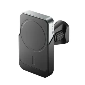 Alogic MagSafe-bilholder med oplader, magnetisk opladningsplade og justerbar ventilationsclips, sort og sølvfarvet