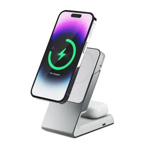 ALOGIC Matrix kabellose Ladestation für Smartphone und Ohrhörer, mit aufrechtem Standfuß im MagSafe-Stil