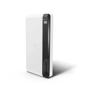 ALOGIC trådlös powerbank på 10 000 mAh i vitt med display och laddningssymbol