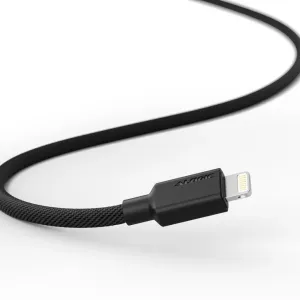 ALOGIC Elements PRO schwarzes geflochtenes USB-A-auf-Lightning-Kabel mit schlankem Stecker zum Laden und Synchronisieren