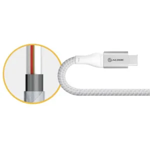 ALOGIC Ultra punottu USB-A–USB-C-kaapeli läpileikkausnäkymällä nopeaan lataukseen ja tiedonsiirtoon