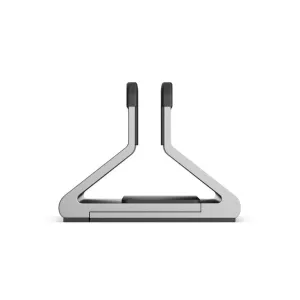 Alogic Bolt verstellbarer Laptopständer in Space Grau, mit dreieckiger Stütze und gepolsterten Kontaktpunkten.