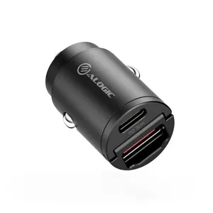 ALOGIC Rapid Power 30 W biloplader med to porte i sort med USB-C- og USB-A-porte