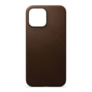 Journey ruskea nahkakuori iPhone 13 Pro Maxille, suurella kamera-aukolla ja ohuella, pyöristetyllä muotoilulla