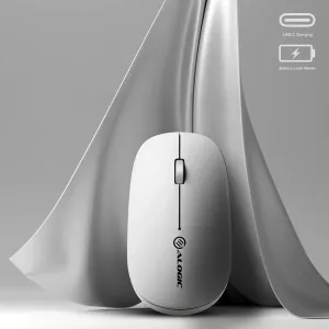 ALOGIC Echelon weiße kabellose Maus mit USB-C-Ladefunktion und wochenlanger Akkulaufzeit