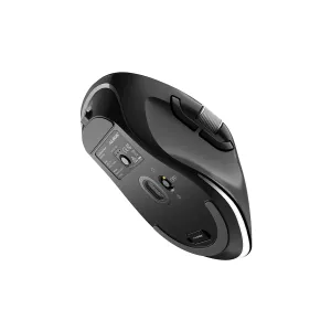 ALOGIC APEX ergonomisk højrehåndsmus med Bluetooth, genopladelig via USB-C, i sort, set nedefra
