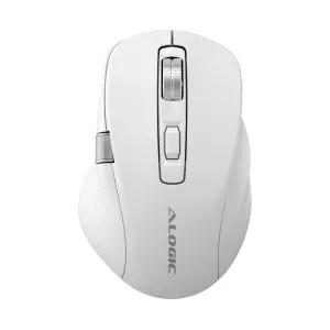 ALOGIC APEX valge ergonoomiline juhtmevaba hiir kerimisratta, küljeratta ja kumera ülaosa disainiga