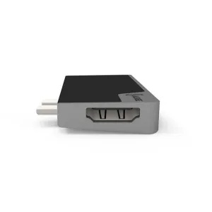 ALOGIC Ultra USB-C Dock NANO Gen 2 -sovitin, jossa on HDMI-portti ja USB-C-liitin kompaktissa tähtiharmaassa rungossa