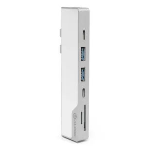 Station d’accueil ALOGIC Ultra USB-C avec USB-A, USB-C et emplacements pour cartes mémoire, hub de bureau compact argenté