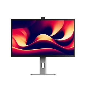 Alogic Clarity Pro 27-tommer UHD 4K-skærm med indbygget webcam og sølvfarvet stander