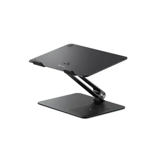 Alogic Elite Power säädettävä kannettavan tietokoneen teline langattomalla latausalustalla, musta, ergonomiseen työpisteeseen