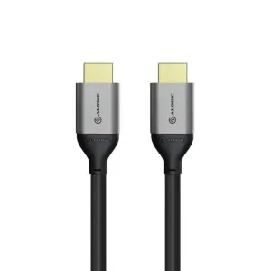Alogic Ultra HD 8K HDMI-till-HDMI-kabelkontakter i rymdgrått med varumärkesmärkta HDMI-kontakter på vit bakgrund
