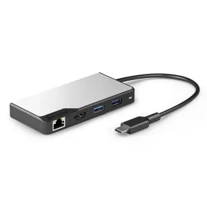 Alogic USB-C Fusion Alpha V2 5-in-1-Hub mit HDMI, Ethernet, USB-A-Anschlüssen und fest verbundenem USB-C-Kabel