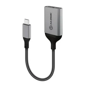Alogic Ultra USB-C -sovitin USB-C-naarasliitännällä ja äänilähdöllä latausta ja ääntä varten, avaruusharmaa
