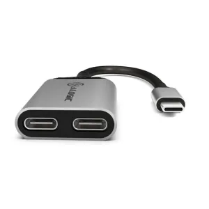 Alogic Ultra USB-C-sovitin kahdella USB-C-portilla samanaikaiseen lataukseen ja äänentoistoon
