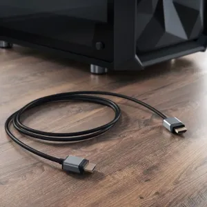 ALOGIC 3 m Super Ultra HD 8K HDMI-till-HDMI-kabel, hoprullad med metallkontakter i rymdgrått.