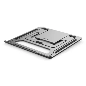 ALOGIC Metro faltbarer Laptopständer in Silber und Schwarz mit verstellbarer Stütze und rutschfesten Pads