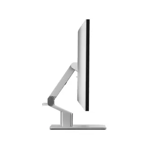 ALOGIC Clarity Fold Touch 27-tuumainen 4K-kosketusnäyttö, hopeisena, sivusta kuvattuna taittuvalla jalustalla