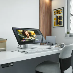 ALOGIC Clarity Fold Touch 27-tuumainen 4K-kosketusnäyttömonitori taitettavalla jalustalla kotitoimistossa