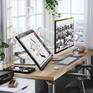 ALOGIC Clarity Fold Touch 27-tuumaiset 4K-kosketusnäytöt valoisassa toimistotilassa