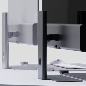 ALOGIC EDGE 34-Zoll-Ultrawide-Monitor von hinten mit schlanken Standfüßen in hellen und dunklen Ausführungen