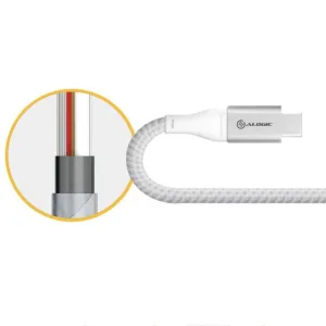 ALOGIC Ultra USB-C – USB-C kaabel hõbedases toonis, punutud ümbrise ja väljalõikedetailiga laadimiseks ning andmete sünkroonimiseks