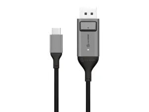 ALOGIC Ultra USB-C-til-DisplayPort-kabel, som viser USB-C- og DisplayPort-kontakter på en svart 2 m ledning.
