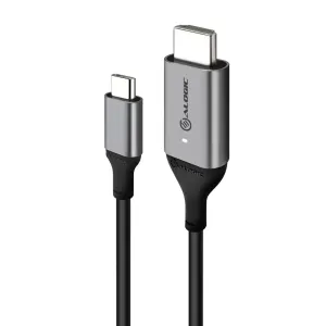 ALOGIC USB-C-auf-HDMI-Kabelenden mit intelligenter LED-Anzeige, dargestellt auf weißem Hintergrund