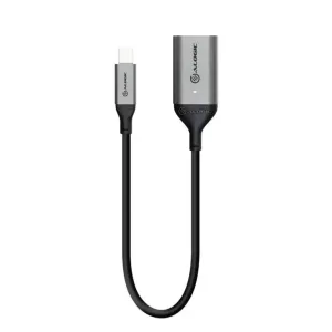 ALOGIC Ultra Mini DisplayPort-auf-HDMI-Adapterkabel mit silbernen Steckergehäusen und schwarzem Kabel