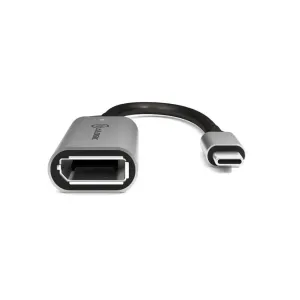 ALOGIC Ultra USB-C-auf-DisplayPort-Adapter mit kurzem Kabel, Design in Silber und Schwarz, zum Anschluss an ein DisplayPort-Display