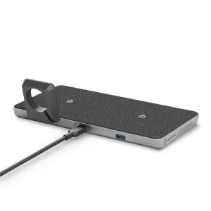 ALOGIC Ultra Power langaton 3-in-1-lataustelakka kangaspinnalla, hopeanvärisillä sivuilla ja kiinteällä kaapelilla