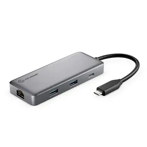ALOGIC SPARK 6-i-1 USB4-hubb med inbyggd kabel, Ethernet, USB-A- och USB-C-portar i rymdgrå