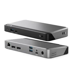 ALOGIC PRIME DX2 -yleistelakka kahdella 4K DisplayPort -lähdöllä, USB-porteilla, Ethernetillä ja ääniliitännällä
