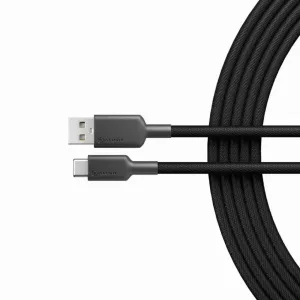 ALOGIC Elements PRO USB-A-auf-USB-C-Ladekabel, schwarzes geflochtenes Design mit sichtbaren USB-A- und USB-C-Anschlüssen