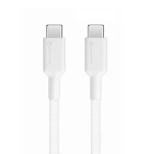 ALOGIC Elements PRO USB-C–USB-C kaabel valge, punutud disaini ja kahe USB-C-pistikuga