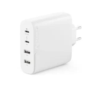 Chargeur mural ALOGIC Rapid Power 100 W GaN blanc avec quatre ports, dont USB-C et USB-A