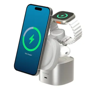 ALOGIC Fusion Pro GO kompakte USB-C-Dockingstation mit Ladeanzeige für das Smartphone und Smartwatch auf einem Ständer