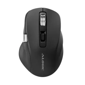 ALOGIC APEX ergonomisk trådløs mus til højre hånd i sort med rullehjul og sideknap