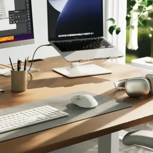 ALOGIC APEX valge ergonoomiline juhtmeta hiir kerimisrattaga lauamatil tööruumis