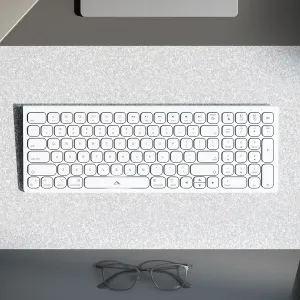 ALOGIC Echelon weiße Bluetooth-Tastatur in voller Größe mit nordischem Layout und Ziffernblock