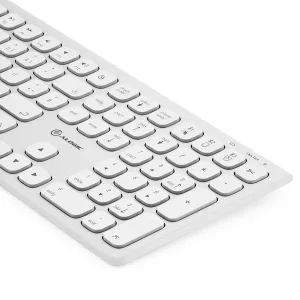 Alogic Echelon weiße Bluetooth-Tastatur in voller Größe mit nordischem Layout und Ziffernblock