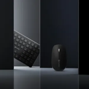 ALOGIC kabellose Maus- und Tastatur-Kombination in Schwarz, mit kompakter Tastatur und aufrechter Maus für Windows