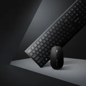 Alogic kabelloses Tastatur- und Maus-Set in Schwarz mit vollwertiger Windows-Tastatur und ergonomischer Maus