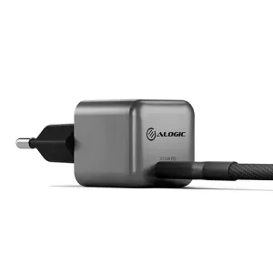 ALOGIC Rapid Power 20 W GaN-USB-C-Wandladegerät, kompaktes Ladegerät in Space Grau mit schwarzem Stecker