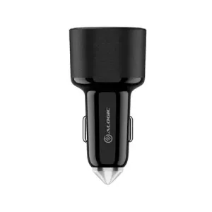 Alogic Rapid Power 100 W billaddare, svart cylindrisk design med metallspets på vit bakgrund