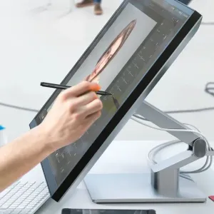 ALOGIC Clarity Fold Touch 27-tuumainen 4K-kosketusnäyttö jalustalla, kynä käytössä