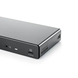 ALOGIC DV4 USB-C dokkimisjaam 3,5 mm audiopesa ja DisplayLinki märgisega, kosmosehalli värvitoonis