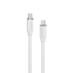 Câble Alogic USB-C vers USB-C blanc avec logo en relief et deux connecteurs, câble de charge en silicone 1 m