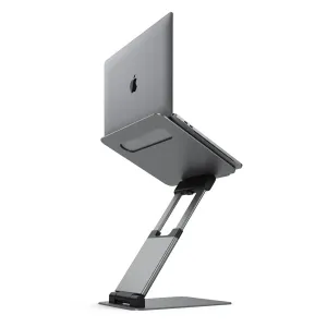 Alogic Elite Plus verstellbarer Laptopständer mit Laptop, angewinkelter Stütze und stabilem Standfuß in Spacegrau